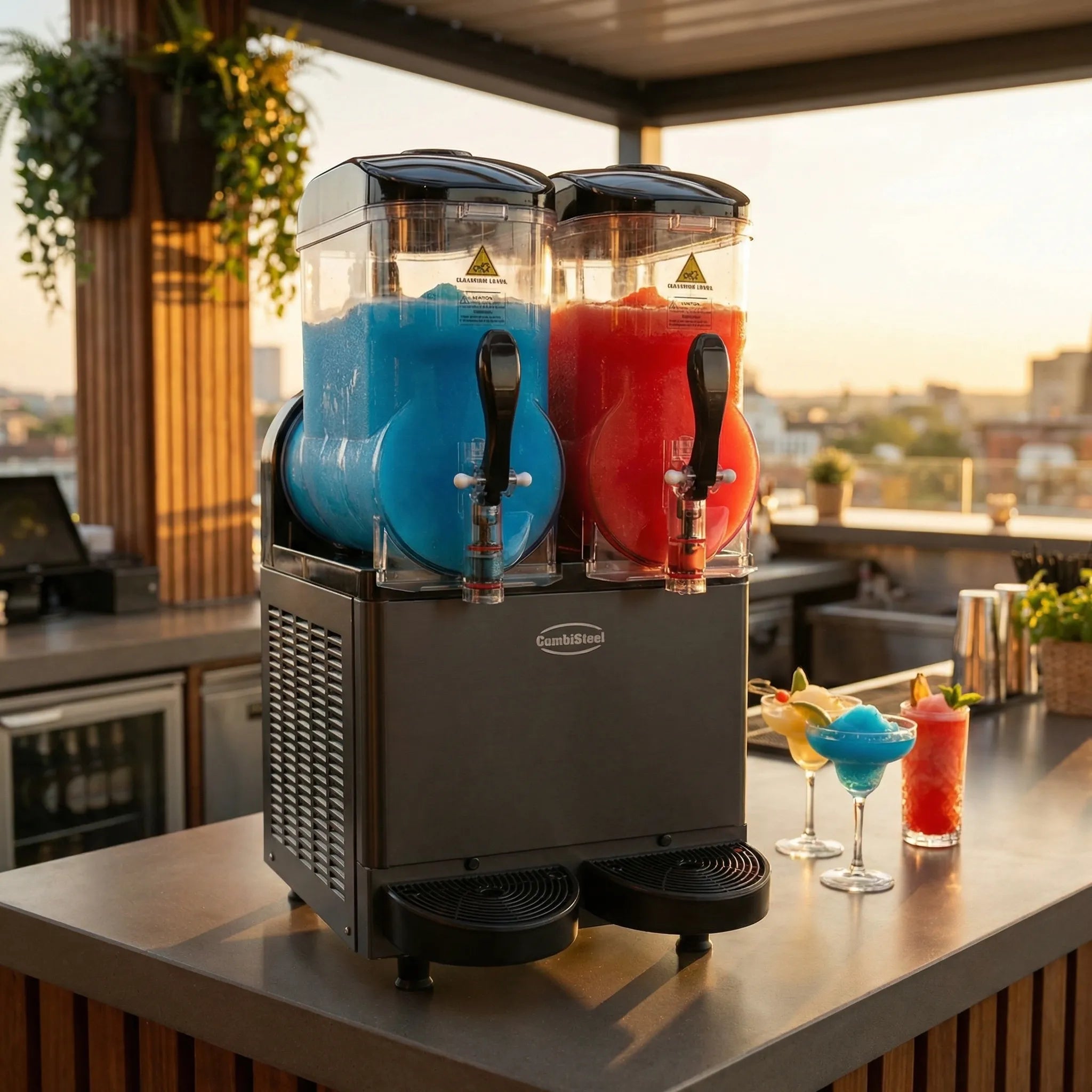 Granita-Maschine für Profis: 1, 2 oder 3 Behälter? Größenleitfaden 2 Machine à slush et granita design noire 2 cuves de 12 litres