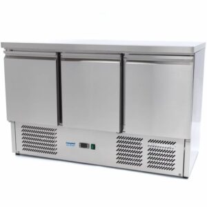 Gekühlter Unterschrank 3 Türen 137cm (Edelstahlplatte)