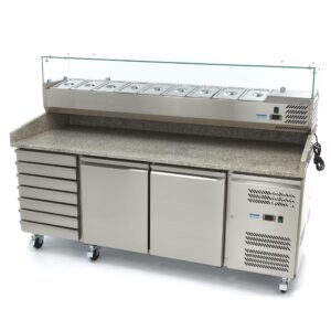 Pizzasaladette 202 cm mit 7 Teigschubladen (Granitplatte)