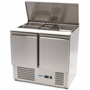 Saladette Gekühlt Edelstahl 2 Türen 90cm (Edelstahlabdeckung)
