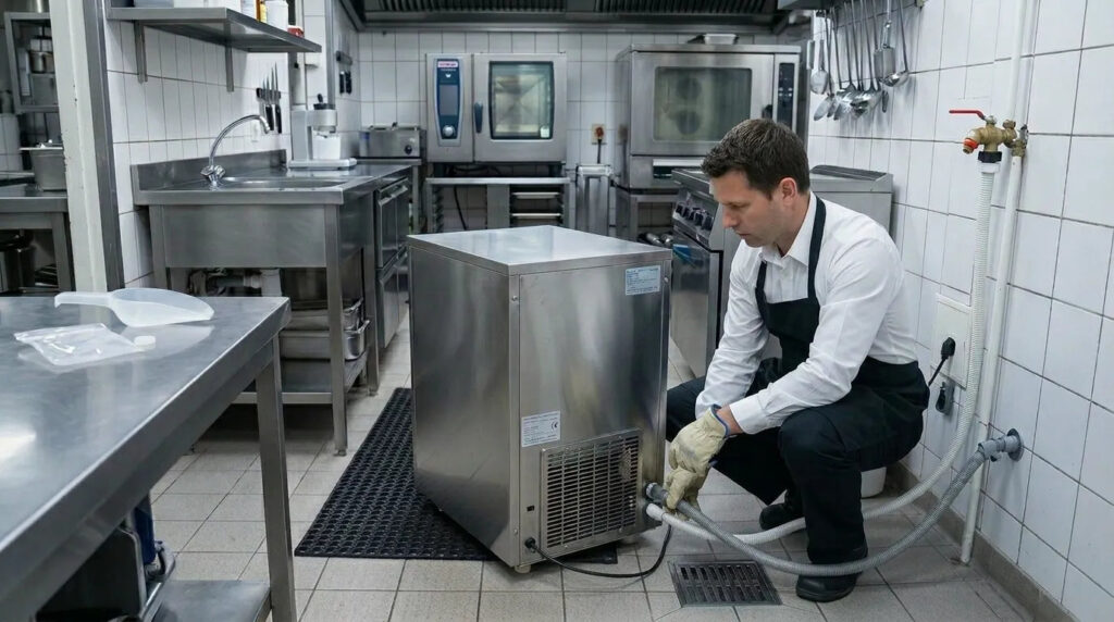Machine à glaçon avec arrivée d’eau, quand le raccordement devient le bon choix en pro